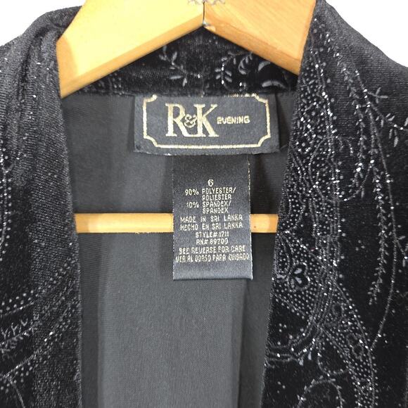 Vintage R&K Evening Blazer Jacket Womens 6 Black Sequence Formal Party Business - Picture 7 of 14